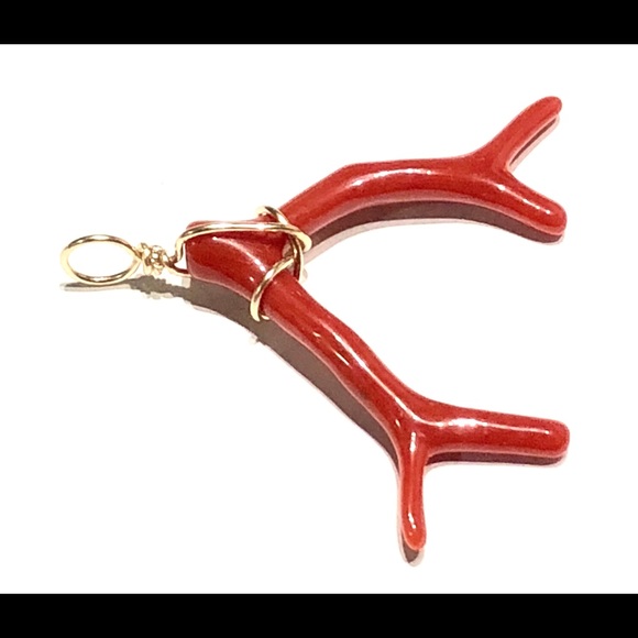 Red Mediterranean Coral Branch Pendant - Picture 3 of 3